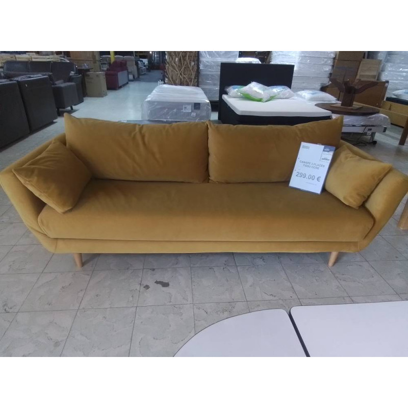 CANAPE 3 PLACES TISSU OCRE