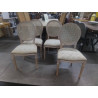 SERIE DE 4 CHAISES BOIS CERUSE ASSISE TISSU 