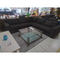 SALON D ANGLE TISSU GRIS 