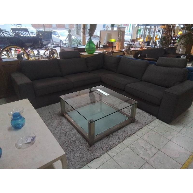 SALON D ANGLE TISSU GRIS 