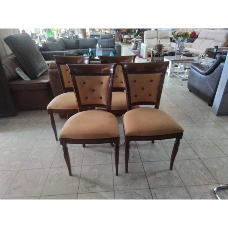 SERIE DE 4 CHAISES MERISIER ET TISSU BEIGE 