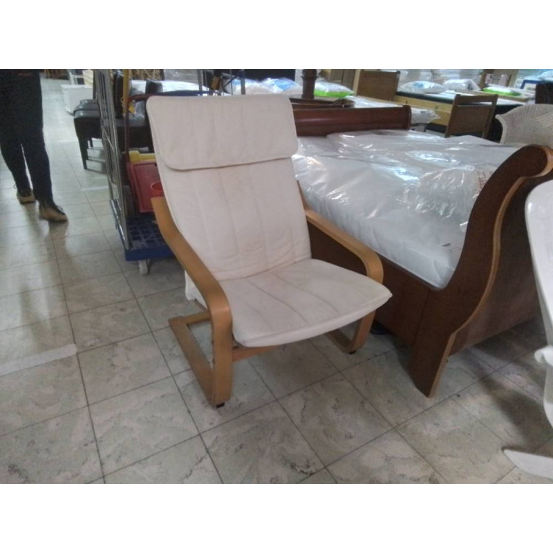 FAUTEUIL IKEA POANG TISSU BLANC