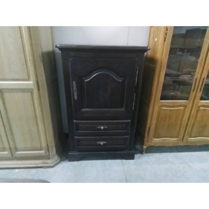 ARMOIRE CHENE MASSIF FONCE 1 PORTE 2 TIROIRS