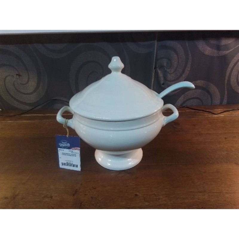 SOUPIERE ET LOUCHE PORCELAINE BLANCHE