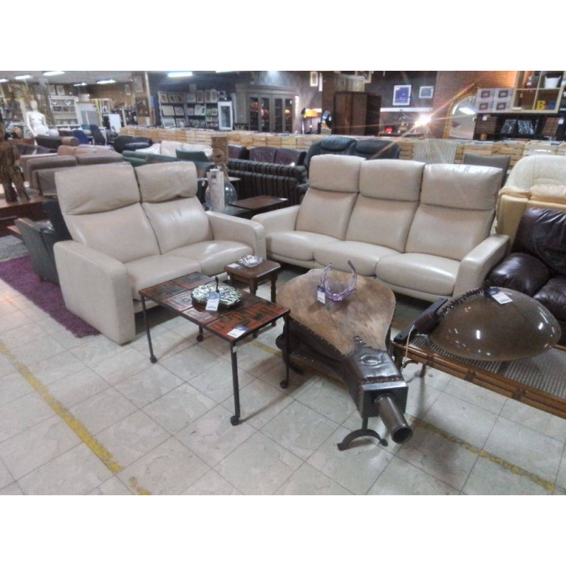 SALON 3+2 CUIR CREME 5 RELAX MANUELS 6