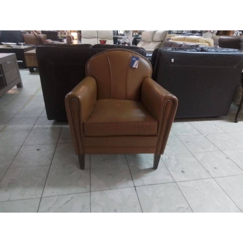 FAUTEUIL CLUB SIMILI CUIR BRUN 