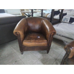 FAUTEUIL CLUB CUIR BRUN USE