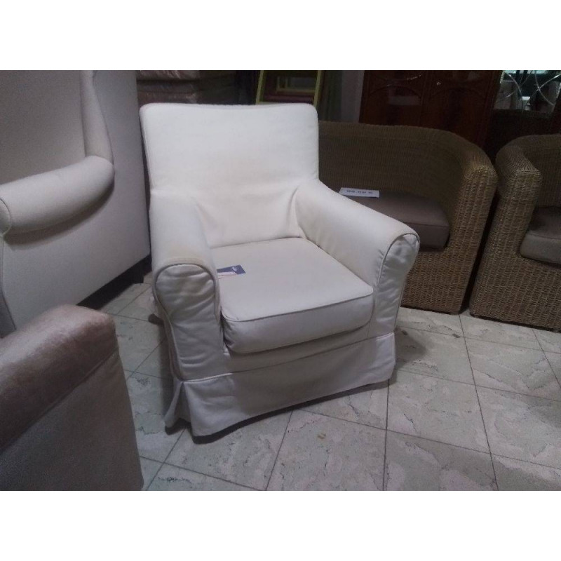 FAUTEUIL CLUB TISSU BLANC DEHOUSSABLE A RAFRAICHIR 