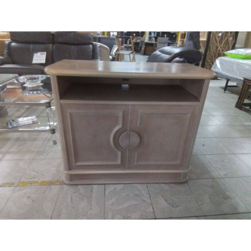MEUBLE TELE BAS BOIS CERUSE 2 PORTES 