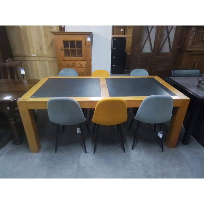 TABLE RECTANGULAIRE CHENE ET PIERRES