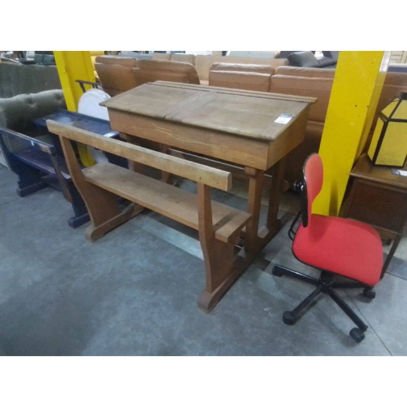 BANC D ECOLE DOUBLE EN CHENE MASSIF