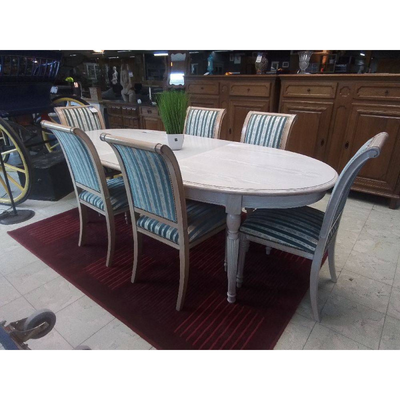 TABLE OVALE CERUSEE            AVEC 1 ALLONGE