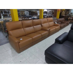 SALON 3+2 CUIR MOKA  ETAT NEUF