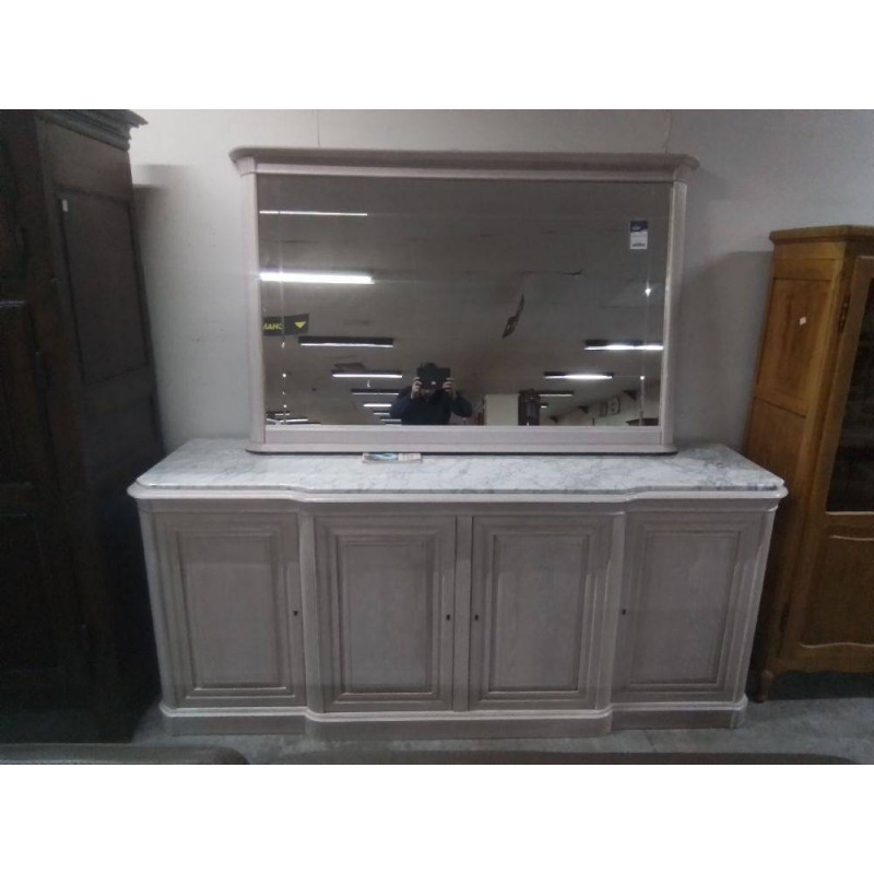 DRESSOIR ET MIROIR CERUSE