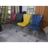 SERIE DE 4 CHAISES SIMILI CUIR COLOREE