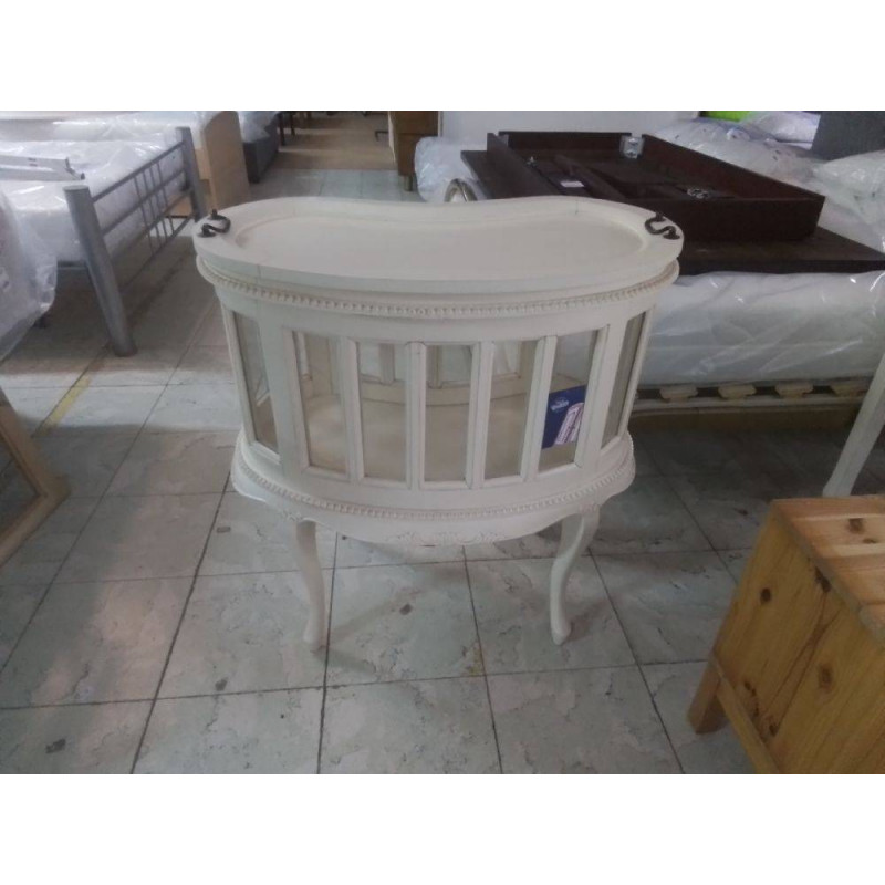 MEUBLE BAR VITRE BLANC