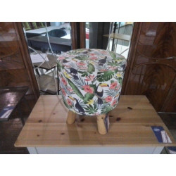 POUF ROND TISSU FLEURI