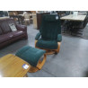 FAUTEUIL RELAX MANUEL PIVOTANT + REPOSE PIEDS TISSU VERT