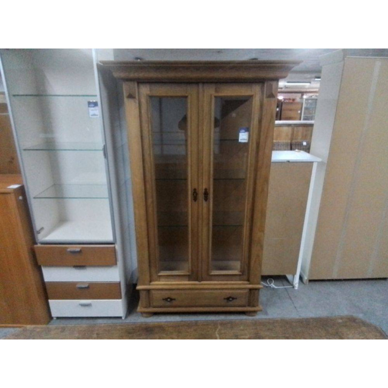 VITRINE CHENE CLAIR 2 PORTES 1 TIROIR