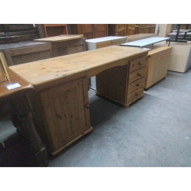 BUREAU EN PIN 1 PORTE 4 TIROIRS 