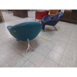 FAUTEUIL CLUB LEOLUX DESIGN CUIR BLEU
