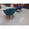 FAUTEUIL CLUB LEOLUX DESIGN CUIR BLEU