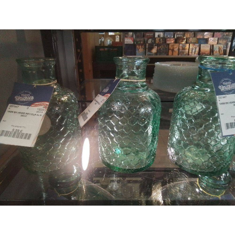 VASE EN VERRE RECYCLE 2L H: 20CM