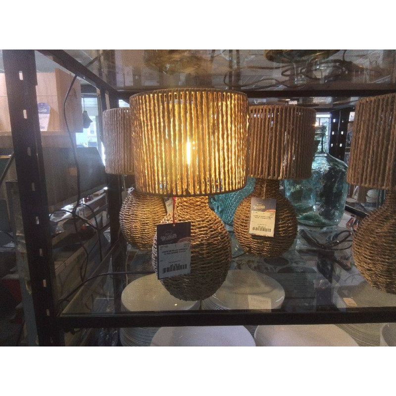 LAMPE DE SALON CORDE ET ALGUE MARINE H:41CM