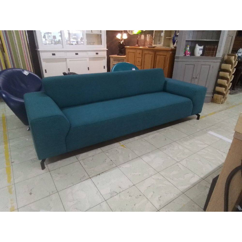 CANAPE 3 PLACES TISSU BLEU 