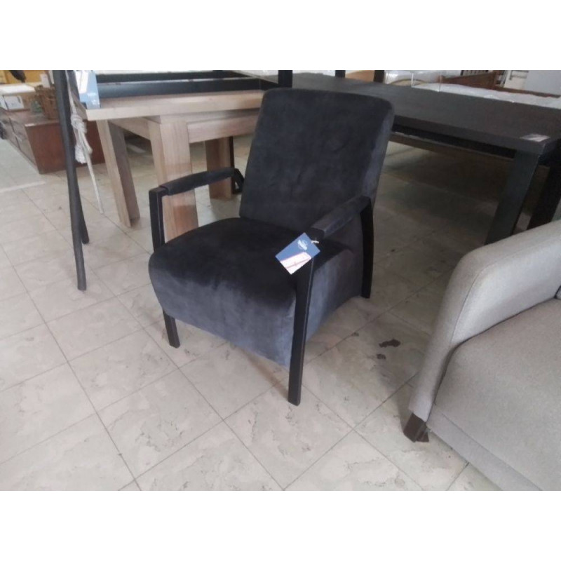 FAUTEUIL CLUB TISSU GRIS FONCE ET METAL