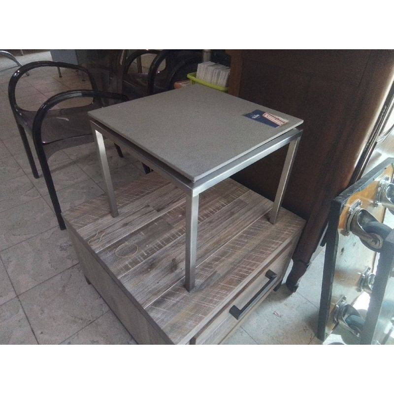 BOUT DE CANAPÉ ALU DESSUS PIERRE 