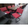 SERIE DE 6 CHAISES METAL ASSISE TISSU ROUGE 