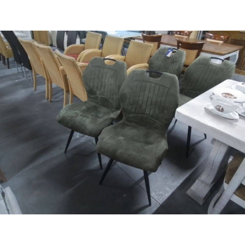 SERIE DE 4 CHAISES TISSU OLIVE
