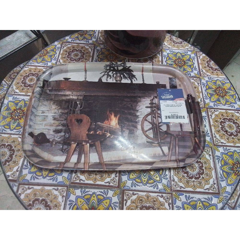 PLATEAU METAL VINTAGE CHEMINEE RUSTIQUE