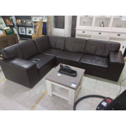 CANAPE D’ANGLE CUIR BRUN FONCE