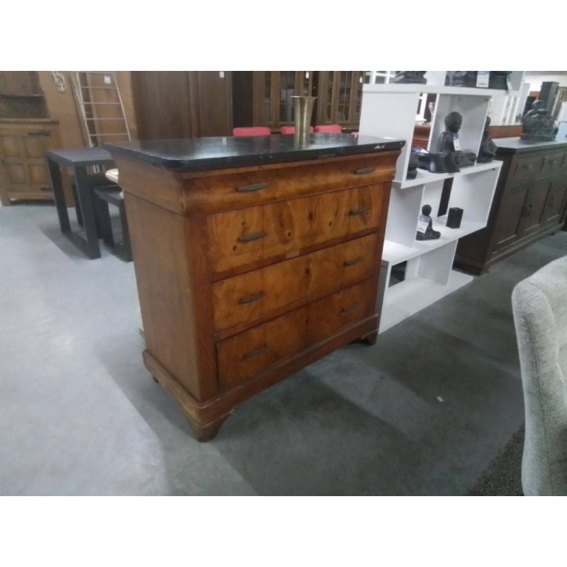 COMMODE 4 TIROIRS DESSUS MARBRE A RESTAURER