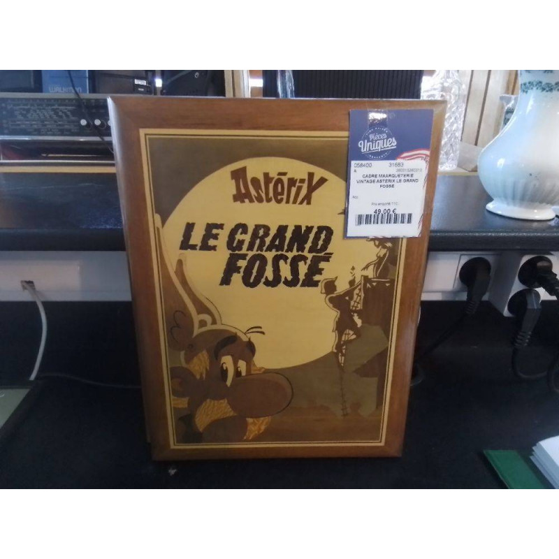 CADRE MARQUETERIE VINTAGE ASTERIX LE GRAND FOSSE