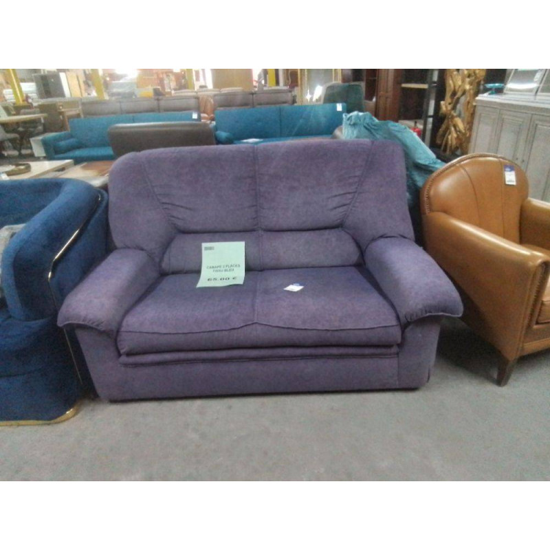 CANAPÉ 2 PLACES TISSU BLEU