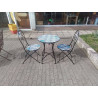 SET TABLE + 2 CHAISES PORTO METAL ET MOSAIQUE