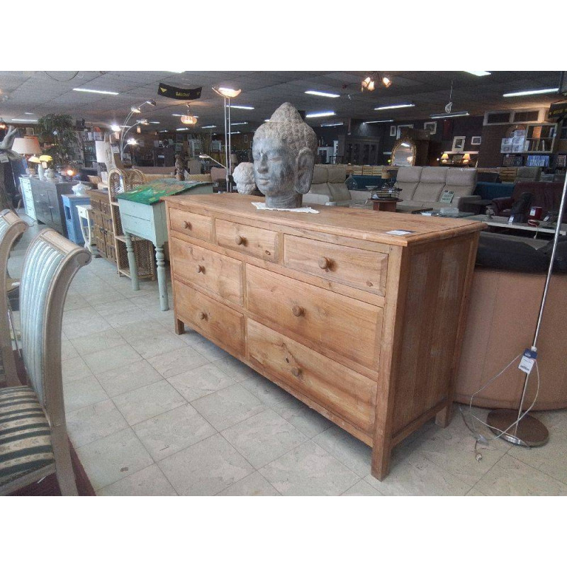 BUFFET BAS 7 TIROIRS TECK MASSIF