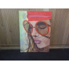 HUILE SUR TOILE PORTRAIT FEMME HIPPIE SIGNEE
