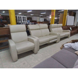 SALON 2+2+1 CUIR CREME AVEC...