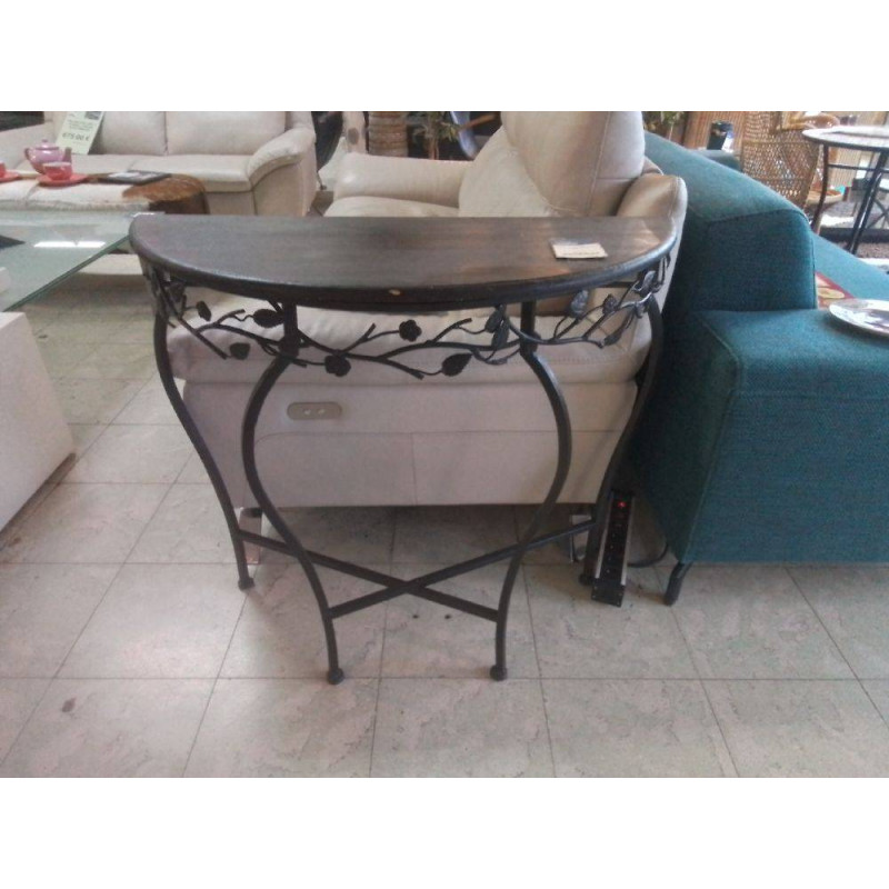 CONSOLE DEMI LUNE BOIS ET METAL
