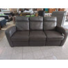 CANAPE 3 PLACES CUIR GRIS AVEC 2 RELAX ELECTRIQUES