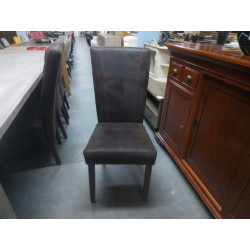 SERIE DE 4 CHAISES TISSU BRUN 