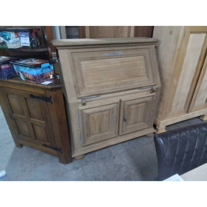 SECRETAIRE CHENE MASSIF AEROGOMME 2 PORTES 1 ABATTANT