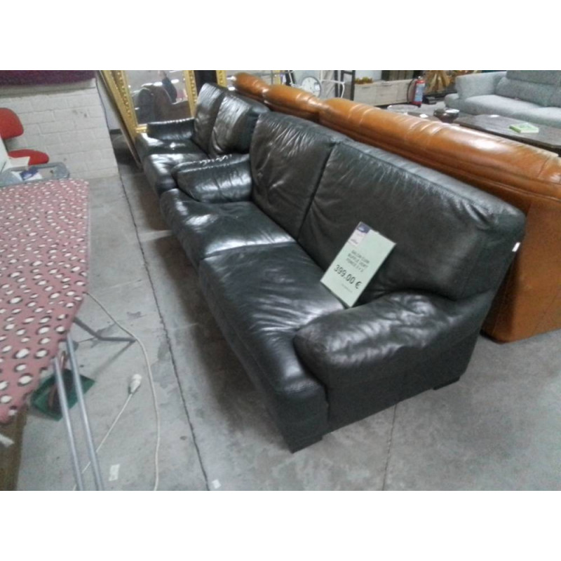 SALON CUIR BUFFLE VERT FONCE 3 + 2