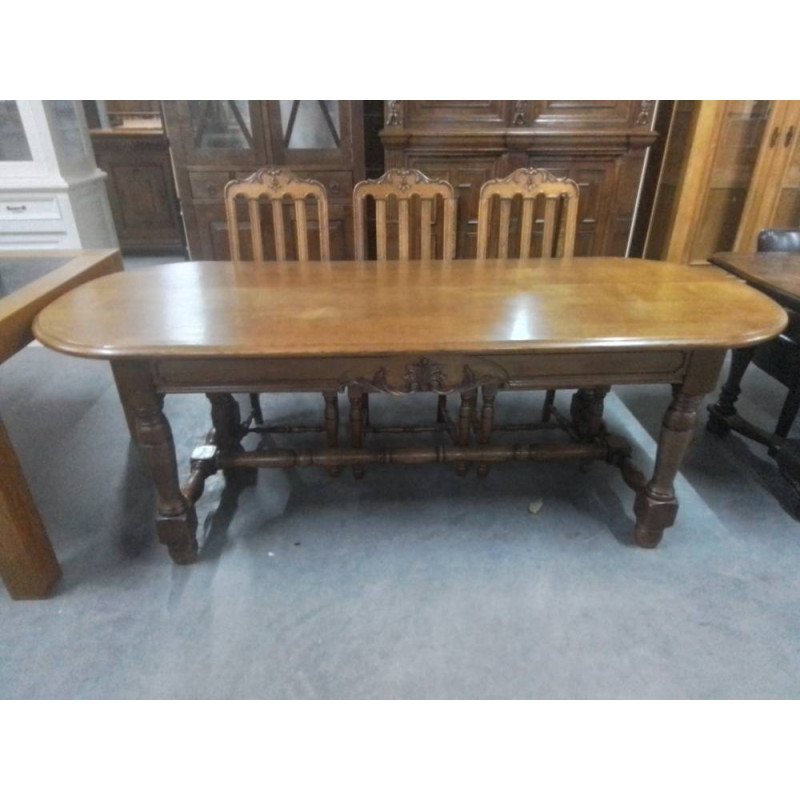 TABLE OVALE CHENE MASSIF 220X86