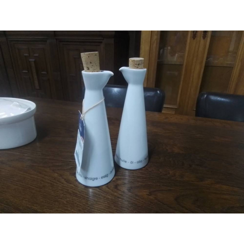 HUILE ET VINAIGRE FAIENCE BLANCHE