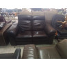CANAPE 2 PLACES DONT 1 RELAX ELECTRIQUE CUIR BRUN FONCE